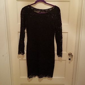 Lace overlay little black dress